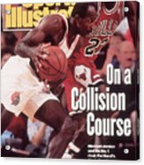 Chicago Bulls Michael Jordan And Portland Trail Blazers Sports Illustrated Cover Acrylic Print