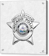 Chicago Police Department Badge -  C P D   Police Officer Star Over White Leather Acrylic Print