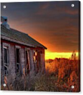 Chicken Coop Sunrise - Abandoned Stensby Homestead In Nd Acrylic Print