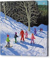 Childrens Ski Lesson, Courchevel To La Tania Acrylic Print