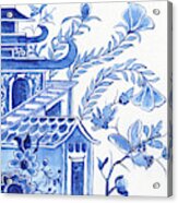 Chinoiserie Blue And White Pagoda Floral 1 Acrylic Print