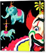 Circus Acrobats And Clown Acrylic Print