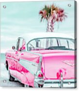 Classic Vintage Pink Chevy Bel Air Jap5 Acrylic Print