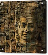 Close Up Of Faces On Towers At Bayon Temple In Angkor Tom, Siem Acrylic Print