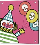Clown With Three Skull Balloons Acrylic Print