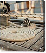 Coiled Line, Rope, On Teak Deck Of 62 Acrylic Print