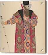 Costume Study For Robed, Bearded Boyar With Staff Verso Sketch For The Same Figure Pavel Petrovic Fr Acrylic Print