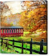 Country Red In Autumn Acrylic Print