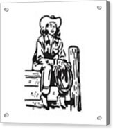 Cowgirl On Fence Acrylic Print