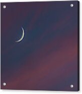 Crescent Moon With Pink Clouds Acrylic Print