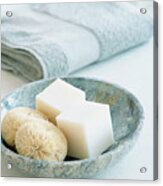 Cubes Of Soap And An S-shaped Brush Acrylic Print