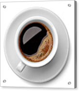 Cup Of Black Coffee On White Background Acrylic Print