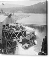Dam On Spokane River Waterfall Acrylic Print