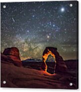 Delicate Arch And The Milky Way Acrylic Print
