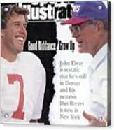 Denver Broncos Qb John Elway And New York Giants Coach Dan Sports Illustrated Cover Acrylic Print