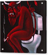 Devil On The Toilet Bano Bathroom Shitter Can Satan Mexican Restroom Acrylic Print