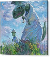 Dinosaur And Son With A Parasol Acrylic Print
