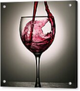 Dramatic Red Wine Splash Into Wine Glass Acrylic Print
