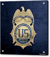 Drug Enforcement Administration -  D E A  Special Agent Badge Over Blue Velvet Acrylic Print