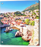 Dubrovnik Bay And Historic Walls Panoramic View Acrylic Print