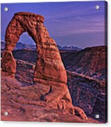 Dusk At Delicate Arch, Arches National Acrylic Print