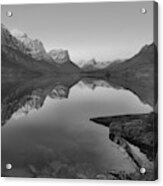 East Glacier St. Mary Spring Sunrise Black And White Acrylic Print