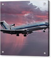 Eastern Boeing 727-225 Landing In A Winter Storm Sunset Acrylic Print