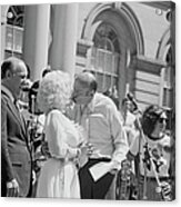 Ed Koch And Dolly Parton At City Hall Acrylic Print