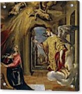 El Greco / 'the Annunciation', Ca. 1570, Spanish School, Oil On Panel, 26 Cm X 20 Cm, P00827. Acrylic Print