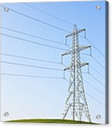 Electricity Pylon In A Field Acrylic Print