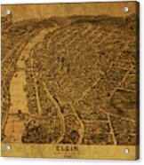 Elgin Illinois Vintage City Street Map 1880 Acrylic Print