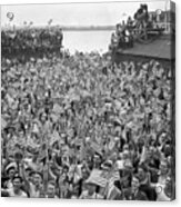 Employees Waving American Flags Acrylic Print