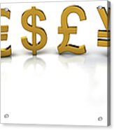 Euro, Dollar, Pound And Yen Currency Acrylic Print