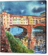 Evening Sun In Florence Ponte Vecchio Acrylic Print