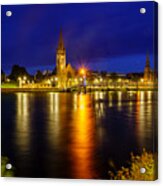 Evening View Of Greig Street Bridge, River Ness, Churches, Inverness Acrylic Print