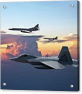 F-22 Raptor Escorting Russian Tu-160 Blackjacks Acrylic Print