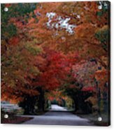 Fall Colors White Fence Acrylic Print