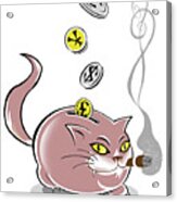 Fat Cat Piggy Bank - Allegorical Illustration Of Financial Crisis Acrylic Print