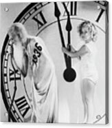 Father Time And Shirley Temple Clock Acrylic Print
