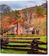 Fences And Cabins Cades Cove Acrylic Print