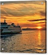 Ferry At Sunset Acrylic Print