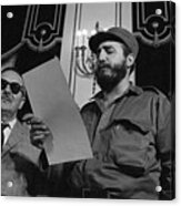 Fidel Castro Reading The Oath Of Office Acrylic Print