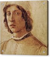 Filippino Lippi, Self-portrait. Fresco On Tile 50 X 31 Cm Inv. 1711. Acrylic Print
