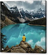 Finding Happiness At Moraine Lake Acrylic Print