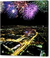 Fireworks Above Cityscape Acrylic Print