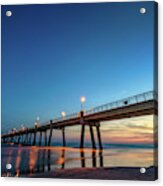 Fishing Pier At Night Acrylic Print