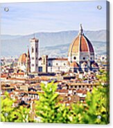 Florence In Spring, Skyline With Santa Acrylic Print