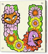Flowered Alphabet Letter U Acrylic Print