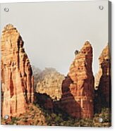 Fog Red Rock Sedona Rabbit Ears Acrylic Print