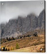 Foggy Mountain Landscape Of The Picturesque Dolomites Mountains Acrylic Print
